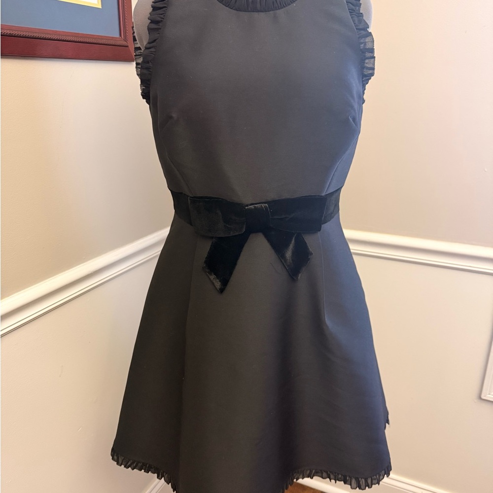 Kate Spade Star Bright Black Fit and Flare Dress with Velvet Bow
